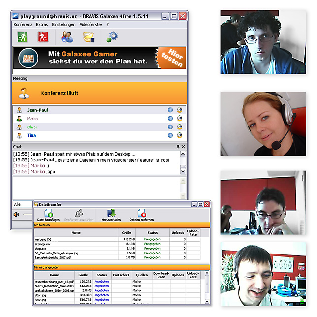 Screenshot vom Programm: BRAVIS Galaxee 4free Videochat